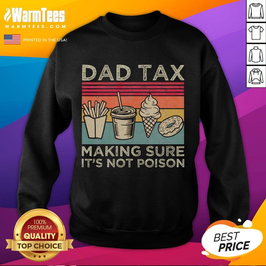 Funny dad tax vintage sweatshirt featuring a humorous design about checking for poison, perfect for casual wear.
