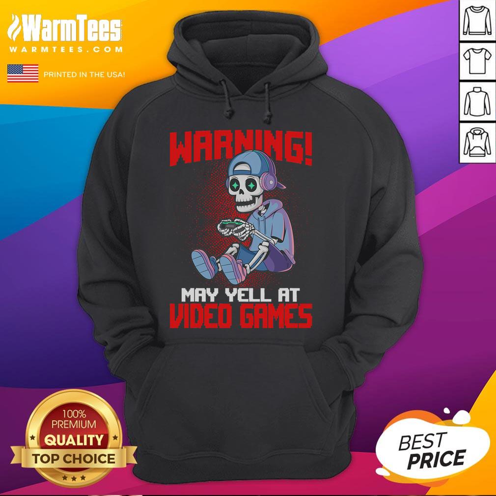 Funny gamer skeleton in a hoodie, passionately yelling at video games. Perfect for gaming enthusiasts and Halloween lovers.