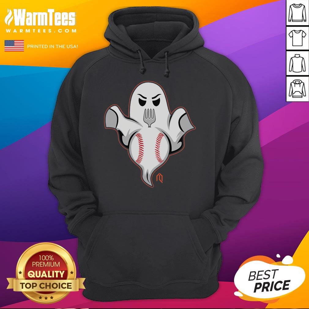 Funny Ghost Forkball Enza Football Hoodie featuring a playful ghost design for sports enthusiasts and Halloween lovers.