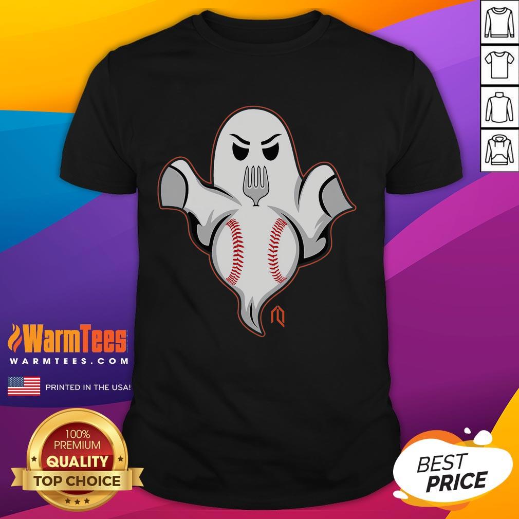 Funny Ghost Forkball Enza Football T-Shirt featuring a playful ghost graphic for football fans and humor lovers.