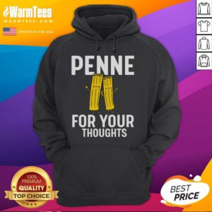 Funny gifts for pasta lovers: 'Penne For Your Thoughts' hoodie featuring a playful design and vibrant colors.