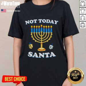 Funny Hanukkah t-shirt featuring 'Not Today Santa' design, perfect for celebrating Jewish Chanukah in style.
