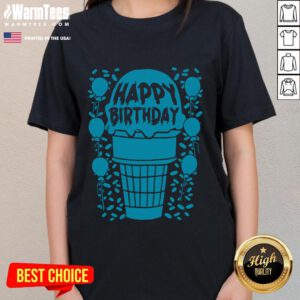 Funny Happy Birthday Ice Cream Ladies Tee featuring colorful ice cream cones and a cheerful design for birthday celebrations.