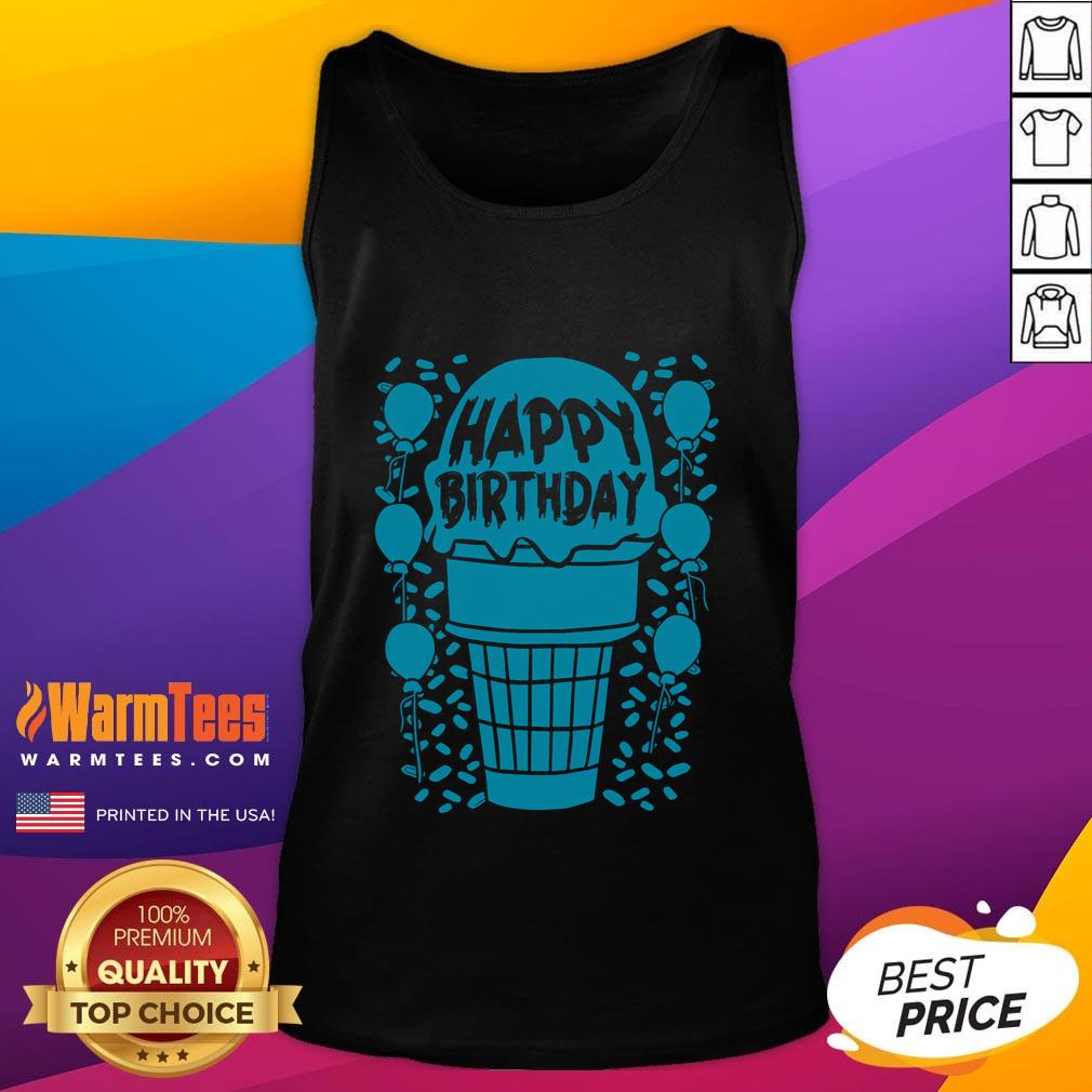 Funny Happy Birthday Ice Cream Tank Top featuring a colorful ice cream graphic and playful typography for birthday celebrations.