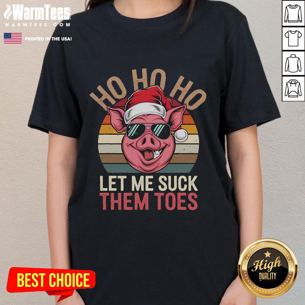Funny Ho Ho Ho Let Me Suck Them Toes Christmas Eve Santa Pig vintage sunset tee for ladies, perfect holiday apparel.