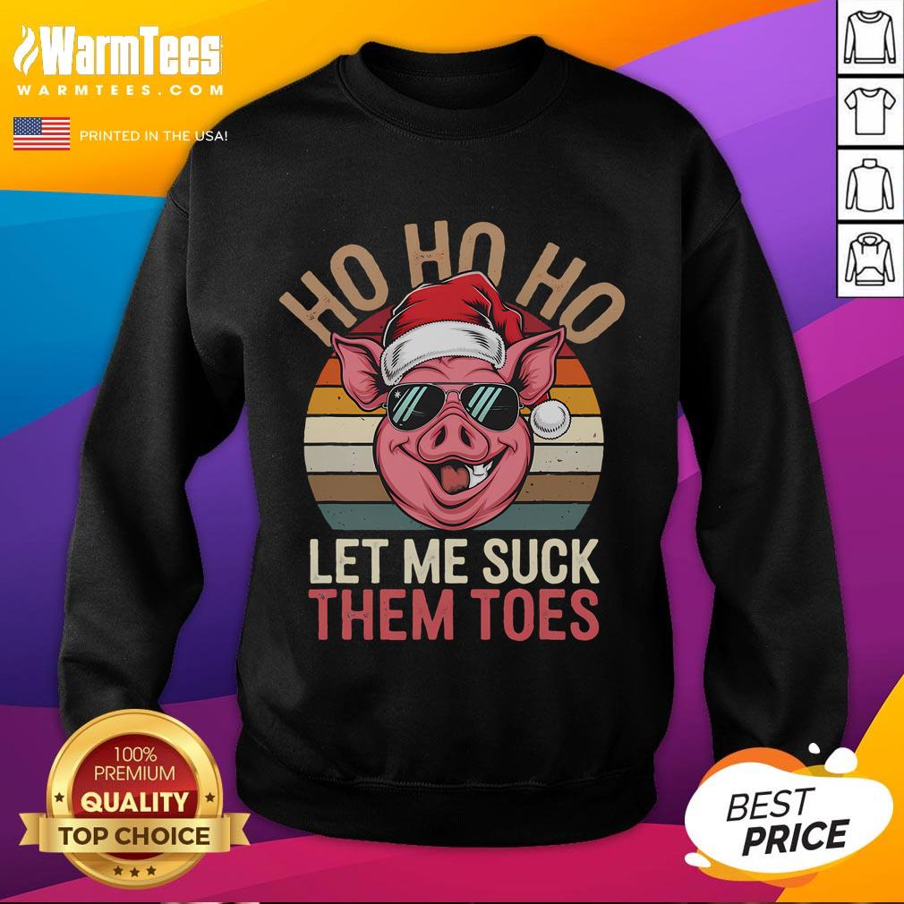 Funny Ho Ho Ho Let Me Suck Them Toes Christmas Eve Santa Pig vintage sweatshirt with a festive sunset design.