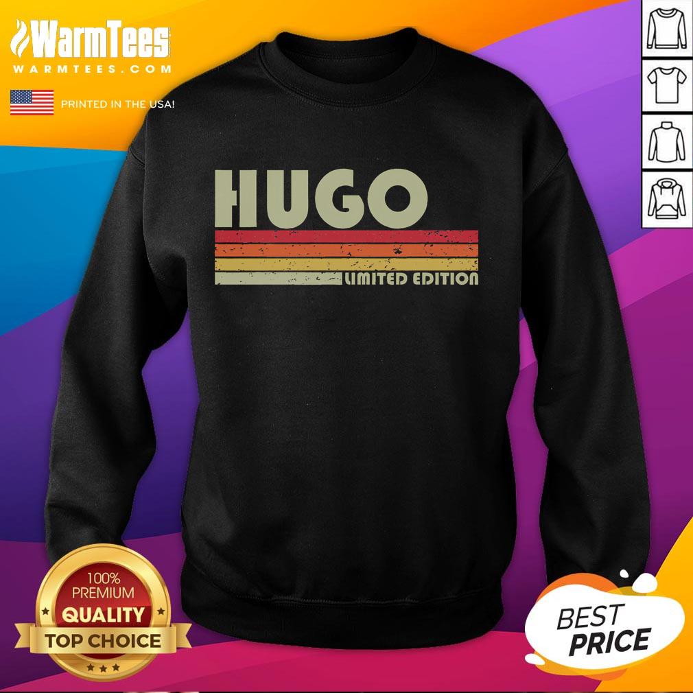 Alt Text: Funny Hugo personalized retro vintage limited edition sweatshirt in vibrant colors, perfect for unique fashion statements.