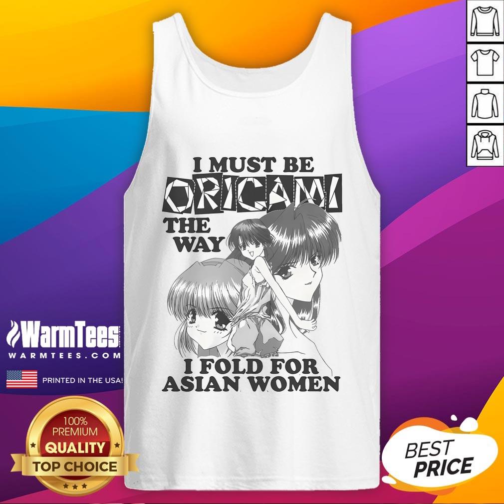 Funny I Must Be Origami tank top for Asian women featuring a playful anime design with vibrant colors and unique graphics.