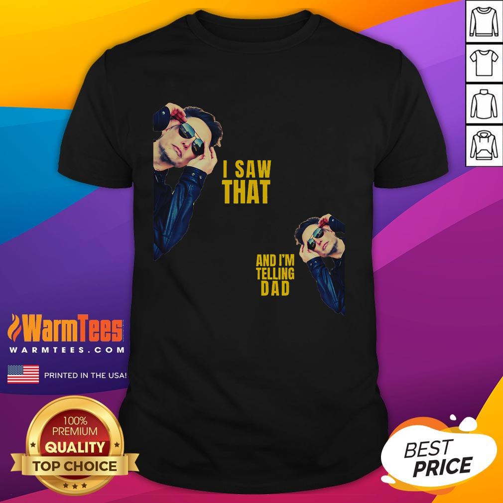 Funny Jesus meme T-shirt featuring Trump and Elon with the phrase 'I saw that and Im telling Dad' for humor lovers.
