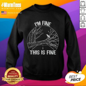 Funny 'I'm Fine' sweatshirt featuring a horror TV show theme, perfect for fans of scary shows and cozy loungewear.