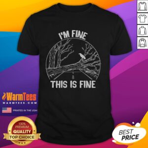 Funny I'M Fine This Is Fine Horror TV Scary Show T-Shirt design featuring a humorous take on fear and comfort.