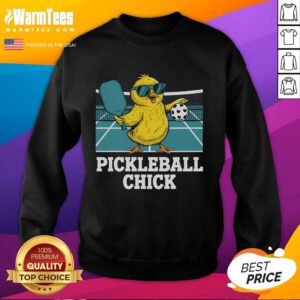 Funny pickleball sweatshirt featuring a playful pickle chick, perfect for sports enthusiasts and pickleball lovers.