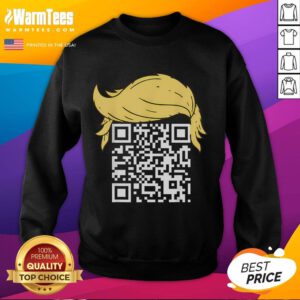 Funny QR President Trump dance sweatshirt featuring a quirky QR code design for humorous fashion lovers.