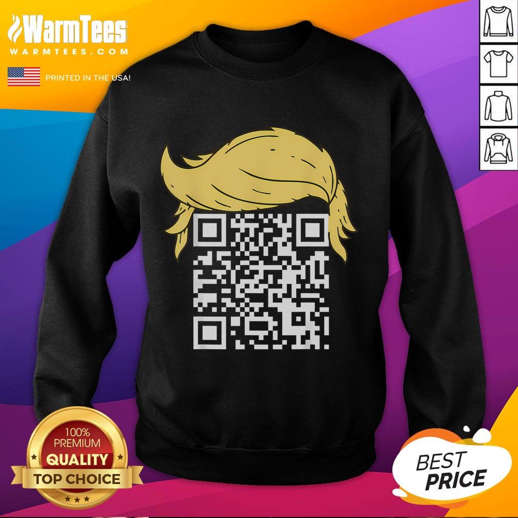 Funny QR President Trump dance sweatshirt featuring a quirky QR code design for humorous fashion lovers.