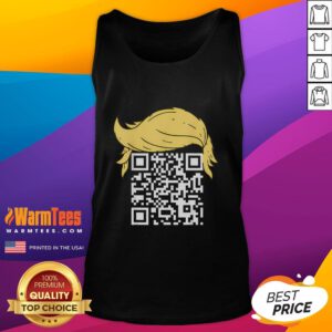Funny QR President Trump dance QR code tank top design featuring a humorous illustration of Trump in a playful dance pose.