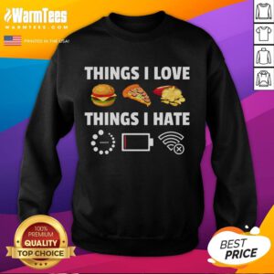 Funny sweatshirt with 'I Love Hate Video Games' design for gamers, perfect for computer and internet enthusiasts.