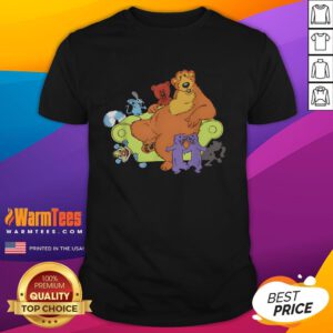 Good Bear in the Blue House Chair T-Shirt featuring an adorable bear design on a cozy blue chair.