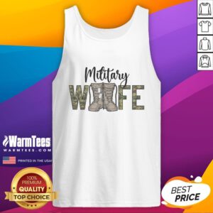 Good Wife Proud Military Tank Top featuring bold lettering and a stylish design perfect for patriotic events.