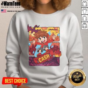 Hot Cash and Nico Cash red sweatshirt featuring bold graphics, perfect for casual wear and stylish outfits.