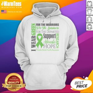 Green ribbon hoodie promoting mental health matters awareness with a stylish design for mental health advocacy.