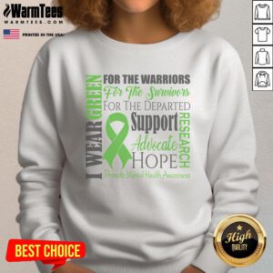 Hot Mental Health Matters Awareness green ribbon sweatshirt promoting mental health awareness and support.