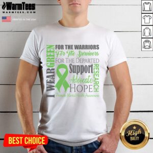 Hot green ribbon t-shirt promoting mental health awareness with 'Mental Health Matters' slogan for support and advocacy.