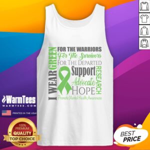 Green ribbon tank top promoting mental health awareness, highlighting the importance of mental health matters.