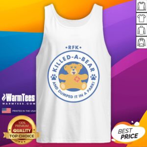 Hot RFK Killed A Bear Workshops tank top featuring a bold graphic design, perfect for casual wear and outdoor activities.