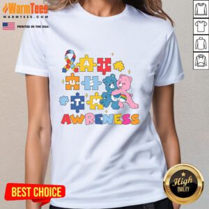 Nice Bears Autism Awareness tee featuring colorful puzzle pieces design for ladies celebrating autism acceptance.