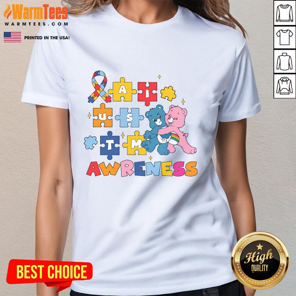 Nice Bears Autism Awareness tee featuring colorful puzzle pieces design for ladies celebrating autism acceptance.