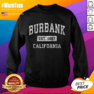 Vintage established sports sweatshirt featuring Burbank, California design, perfect for fans and collectors of retro apparel.