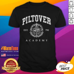 Top Piltover Academy Est 790 logo T-shirt featuring a stylish design inspired by the popular game universe.