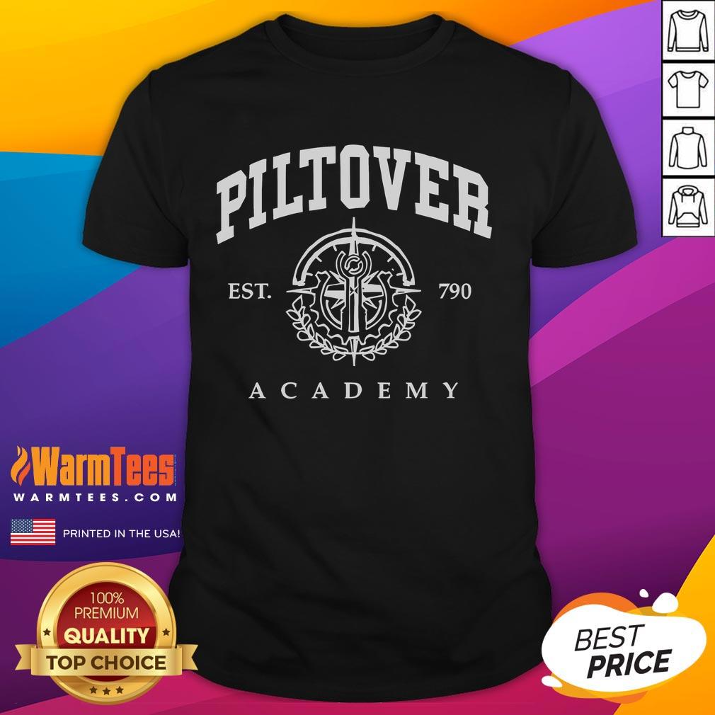 Top Piltover Academy Est 790 logo T-shirt featuring a stylish design inspired by the popular game universe.