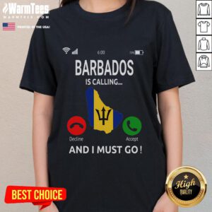 Funny Barbados is Calling T-shirt featuring the Barbados flag, perfect for ladies who love tropical vibes and island style.