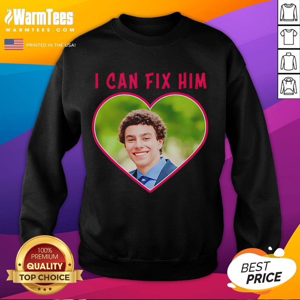 Funny 'I Can Fix Him' Luigi Heart Sweatshirt, featuring a playful design of Luigi with a heart, perfect for gamers and fans.