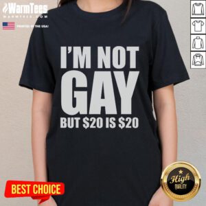 Funny I'm Not Gay But 20 is 20 humorous bargain LGBT ladies tee in vibrant colors, perfect for pride events.