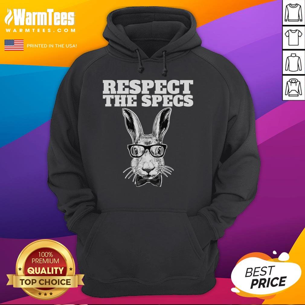 Funny Respect The Specs Bunny with Glasses Hoodie featuring a cute bunny wearing stylish glasses, perfect for any casual outfit.
