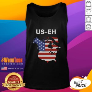 Funny US EH Canada 51st State Tank Top design featuring playful graphics and text celebrating Canadian-American humor.