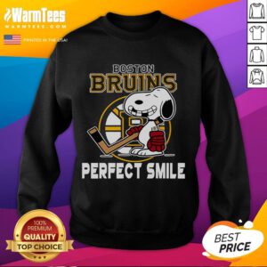 Boston Bruins Snoopy sweatshirt featuring a perfect smile from The Peanuts Movie, ideal for NHL fans.
