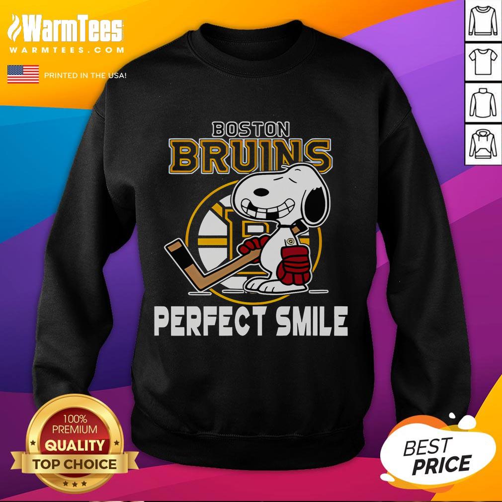Boston Bruins Snoopy sweatshirt featuring a perfect smile from The Peanuts Movie, ideal for NHL fans.