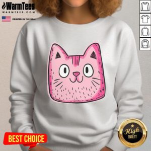 Smiling cat face sweatshirt featuring a cute pink whiskers design, perfect for cat lovers and cozy fashion.