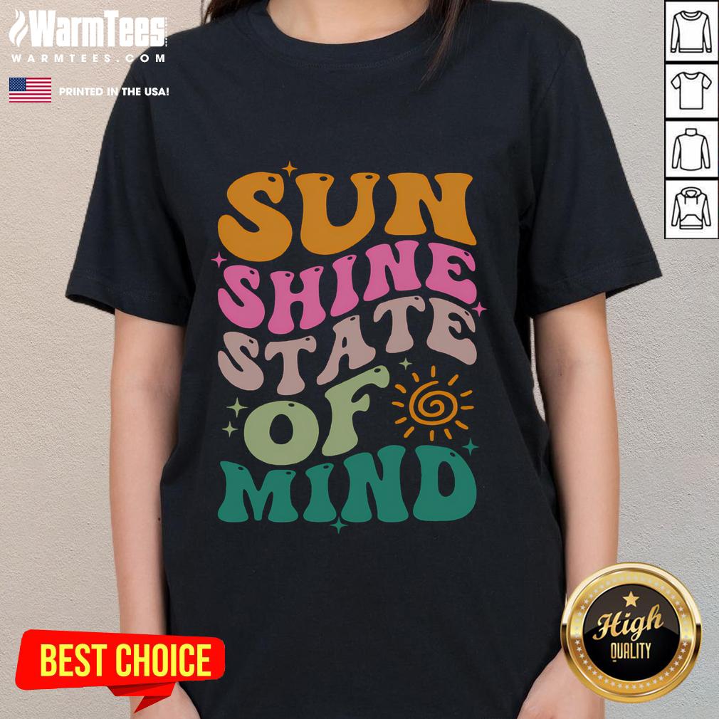 Two ladies enjoying a sunny vacation wearing the Good Retro Sunshine On My Mind tee, radiating positive vibes.