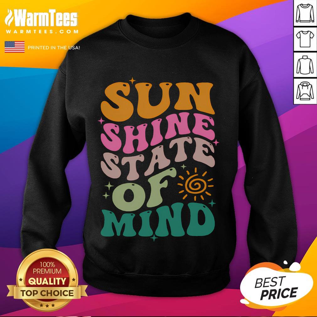 Good Retro Sun Shine On My Mind Vacation Two Sweatshirt featuring vibrant colors and a relaxed fit, perfect for summer.