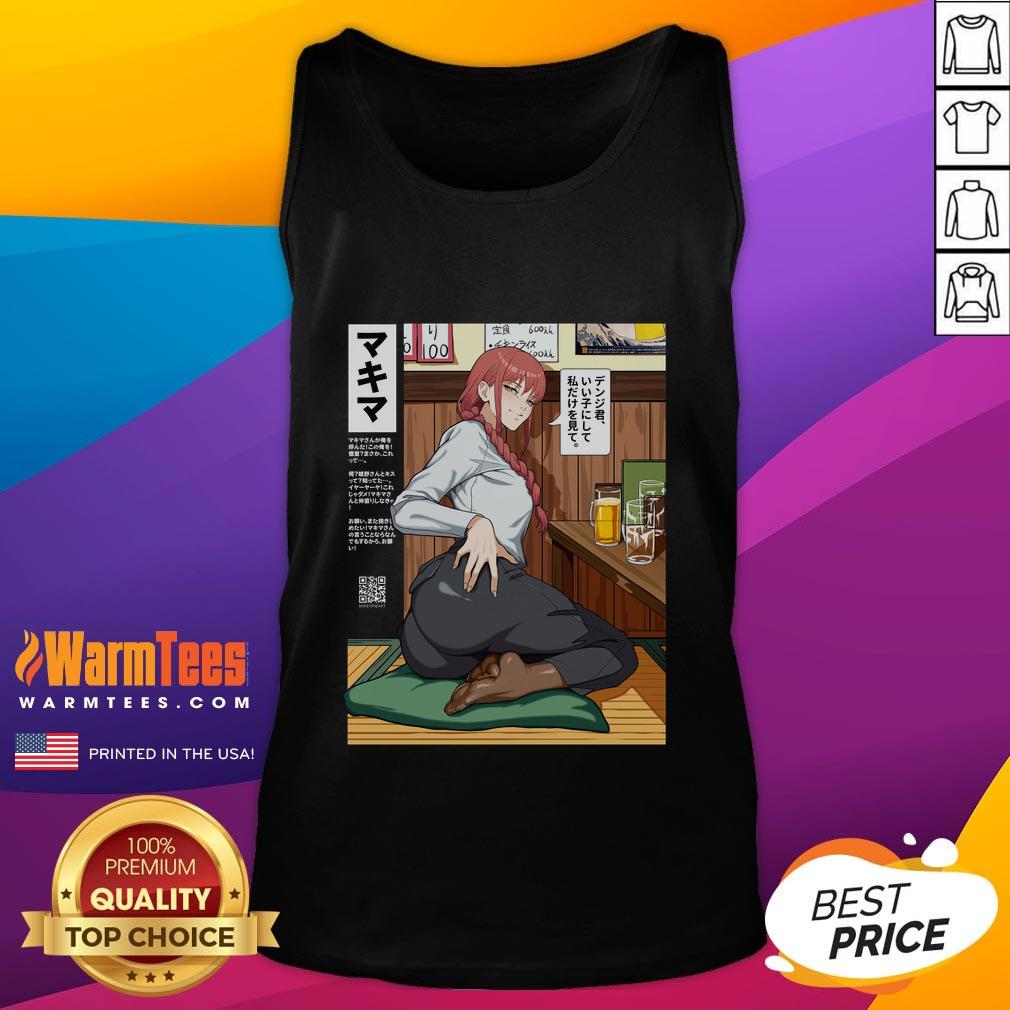 Hot Chainsaw Man Mikey Pie Makima ass tank top featuring vibrant graphics, perfect for anime fans and stylish summer wear.