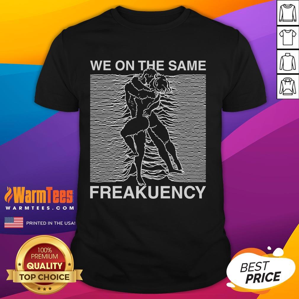 Hot We On The Same Frequency Joy Division T-Shirt featuring iconic band logo and vibrant design for music lovers.