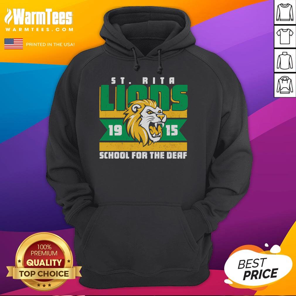 Official St. Rita School for the Deaf Lions hoodie, featuring vibrant colors and school logo, perfect for students and supporters.