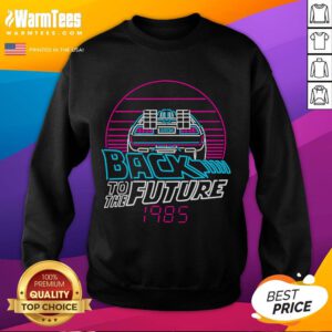 Awesome Back to the Future 1985 car retro sweatshirt featuring a nostalgic sunset design, perfect for movie fans.