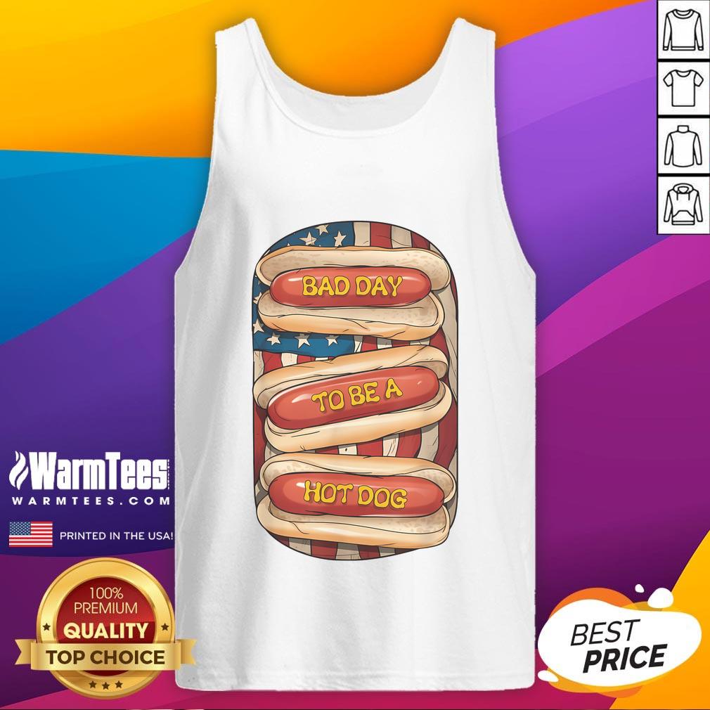 Funny July 4th tank top featuring 'Awesome Bad Day to Be a Hot Dog' design for summer BBQ celebrations.