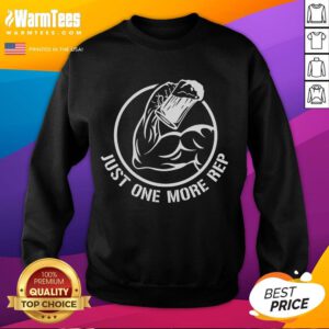 Awesome Beer Gym sweatshirt featuring 'Just One More Rep' slogan, perfect for fitness enthusiasts and beer lovers.