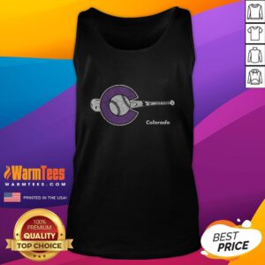 Awesome Colorado baseball bat graphic on a Colorado State tank top, perfect for baseball fans and Colorado lovers.